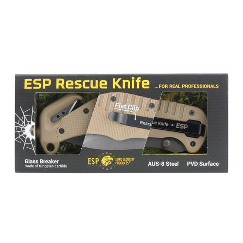 ESP - Rettungsmesser Rescue Knife - Combo Klinge - Khaki - RKK-01-S KH