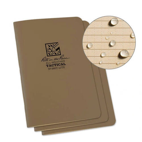 Rite in the Rain - Geheftetes wasserdichtes Notizbuch - 3er-Pack - 4.625x7" - Tan - 980T-LITE