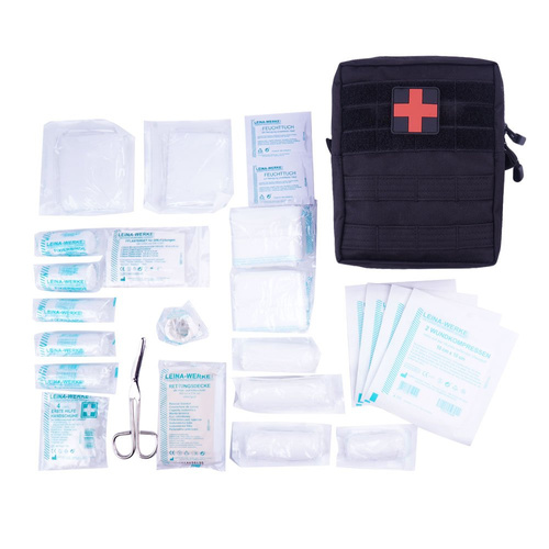 Mil-Tec - Apteczka z wyposażeniem duża - 43-piece First Aid Set - Czarna - 16025502