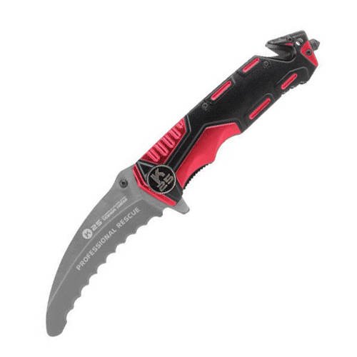 K-25 - Folding rescue knife with pouch - Red - 19996