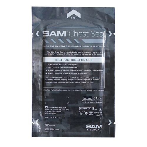 SAM Medical - Opatrunek okluzyjny na rany klatki piersiowej SAM® Chest Seal - 2 szt. - CS201-EN
