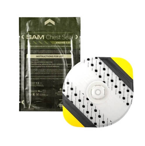 SAM Medical - Opatrunek wentylowany na rany klatki piersiowej SAM® Chest Seal Valved 2.0 - CS202-EN