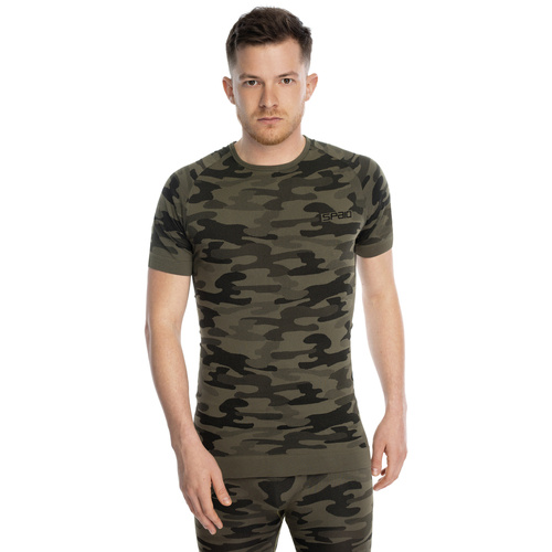 Spaio - Koszulka termoaktywna T-shirt Military - Moro Forest Green